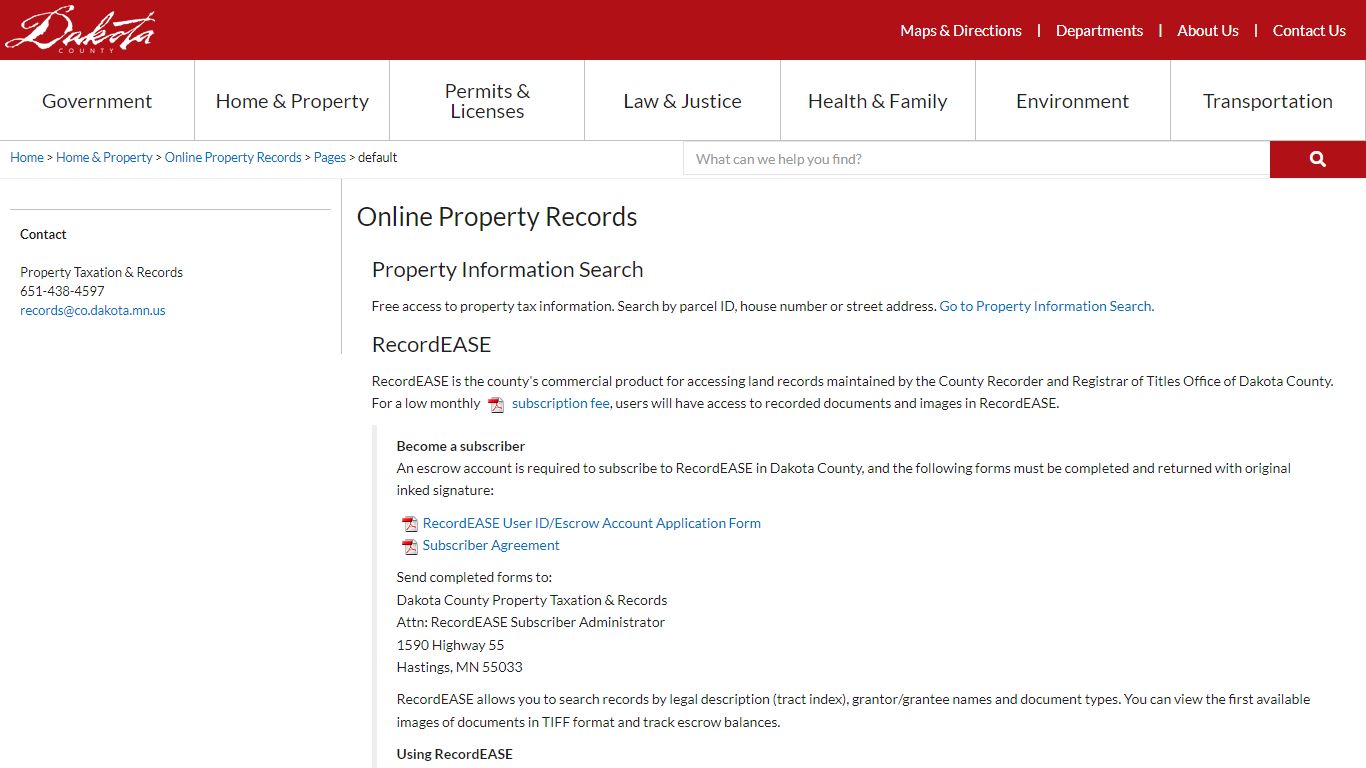 Online Property Records - Dakota County, Minnesota